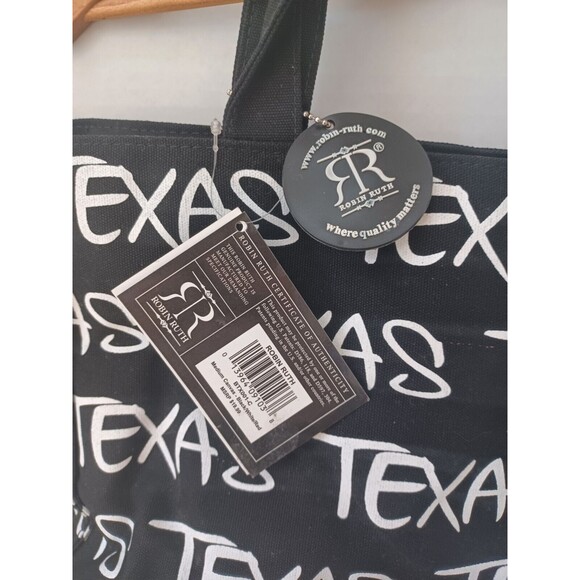 NWT ROBIN RUTH Texas Canvas Tote Bag Black HTF - Picture 2 of 7